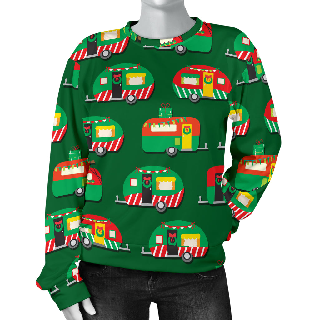 Camper Camping Christmas Themed Print Women Long Sleeve Sweatshirt