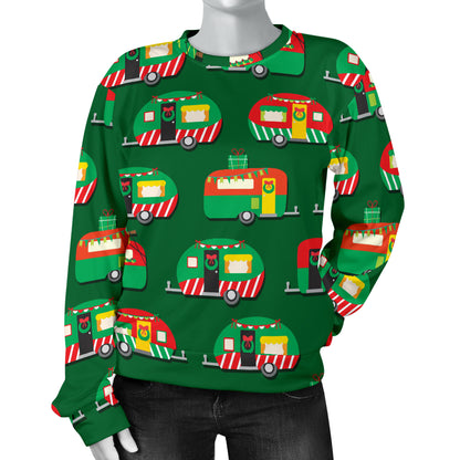 Camper Camping Christmas Themed Print Women Long Sleeve Sweatshirt
