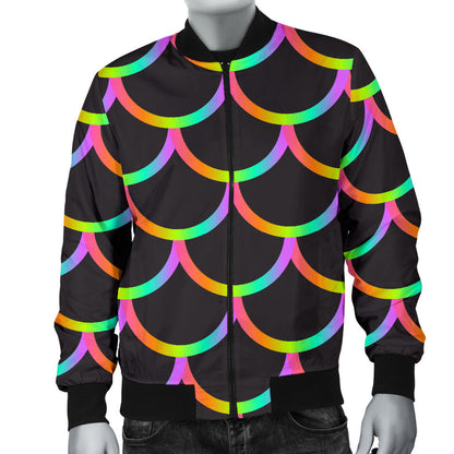 Mermaid Tail Rainbow Design Print Men Bomber Jacket