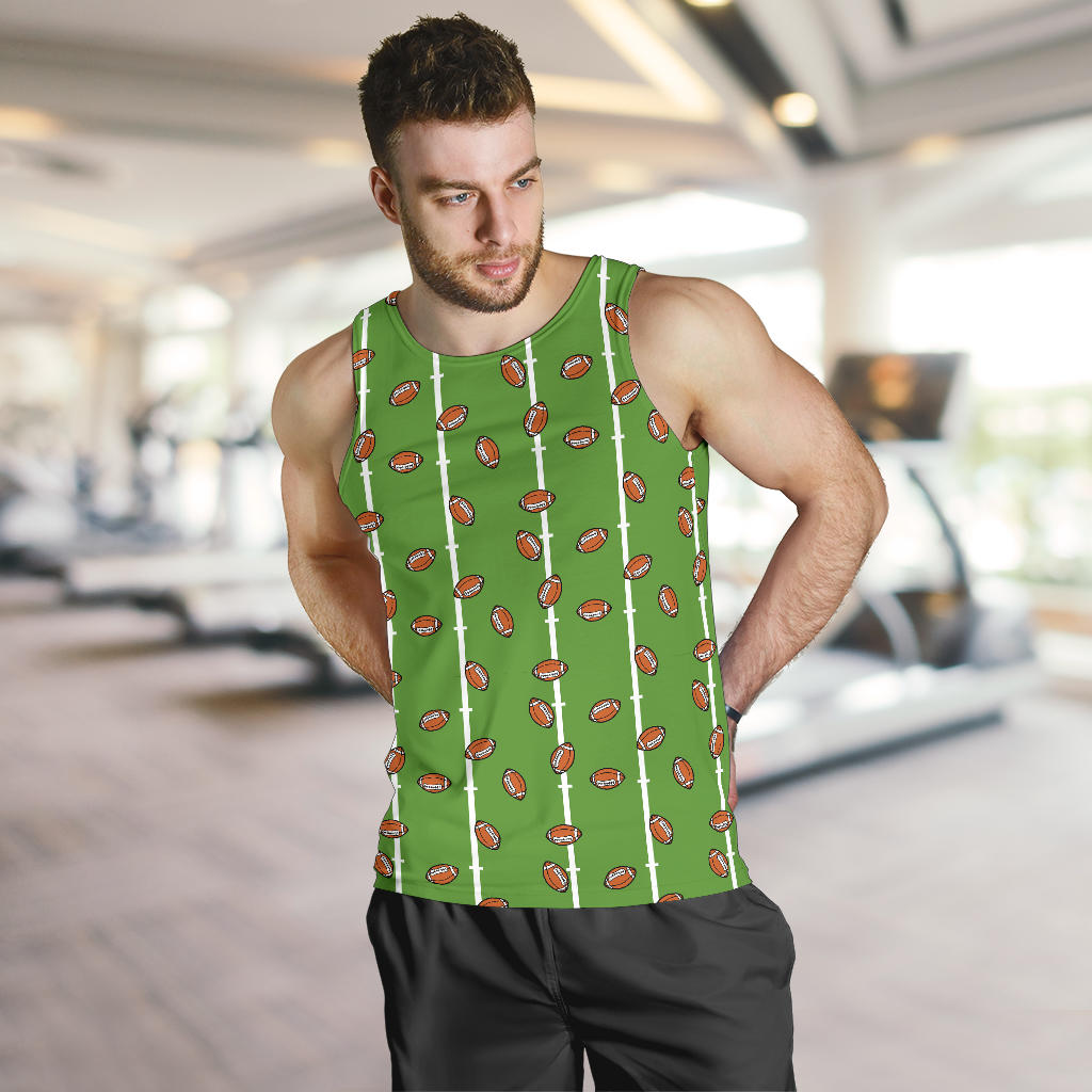 American Football on Field Themed Print Men Tank Top