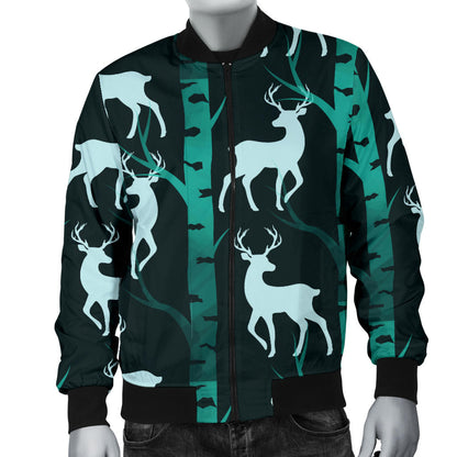 Deer Jungle Print Pattern Men Bomber Jacket