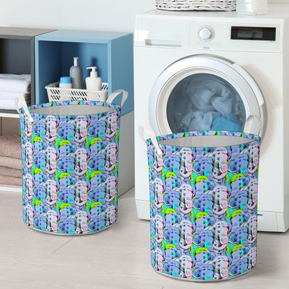 Elephant Art color Print Pattern Laundry Basket