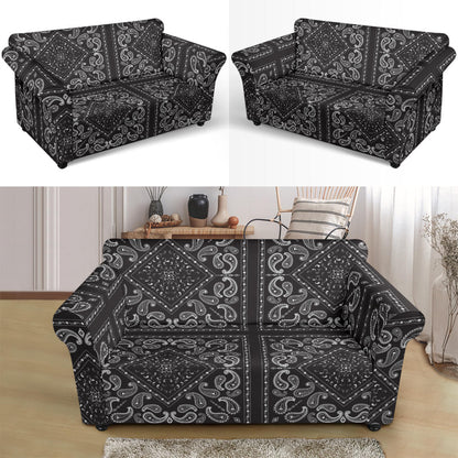 Bandana Black White Print Design LKS302 Loveseat Couch Slipcover