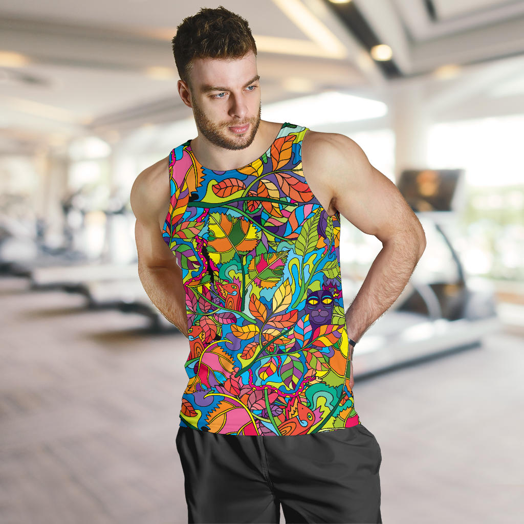 Psychedelic Trippy Flower Print Men Tank Top