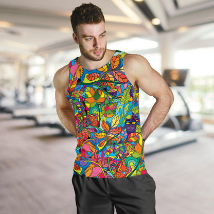 Psychedelic Trippy Flower Print Men Tank Top