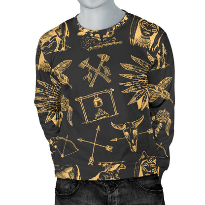American indian Gold Style Men Long Sleeve Sweatshirt