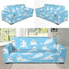 Sea Lion Cute Pattern Print Design 03 Sofa Slipcover