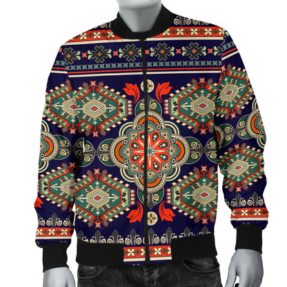 Ethnic Geometric Print Pattern Men Bomber Jacket