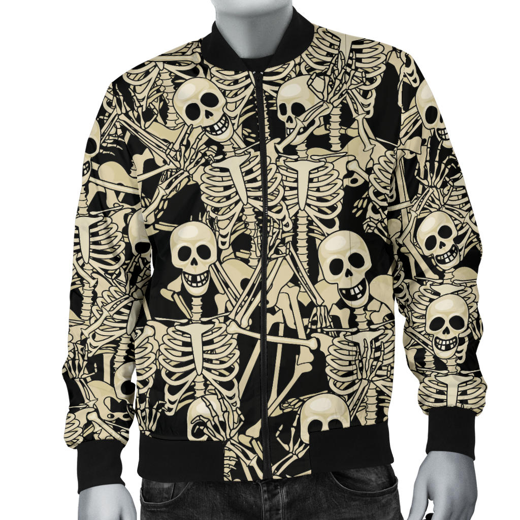 Skeleton Design Print Men Bomber Jacket