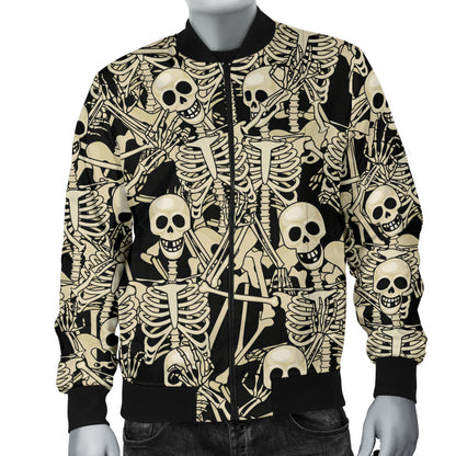Skeleton Design Print Men Bomber Jacket