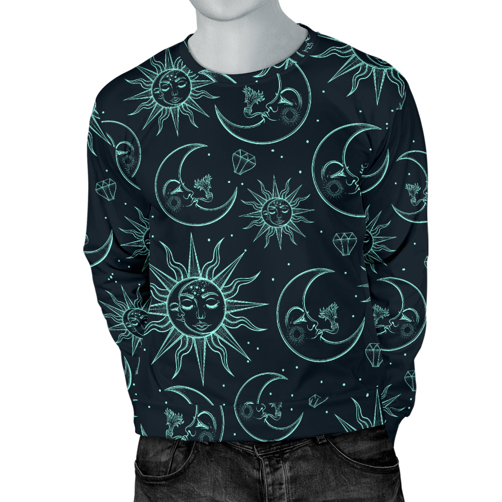 Sun Moon Magic Design Themed Print Men Long Sleeve Sweatshirt