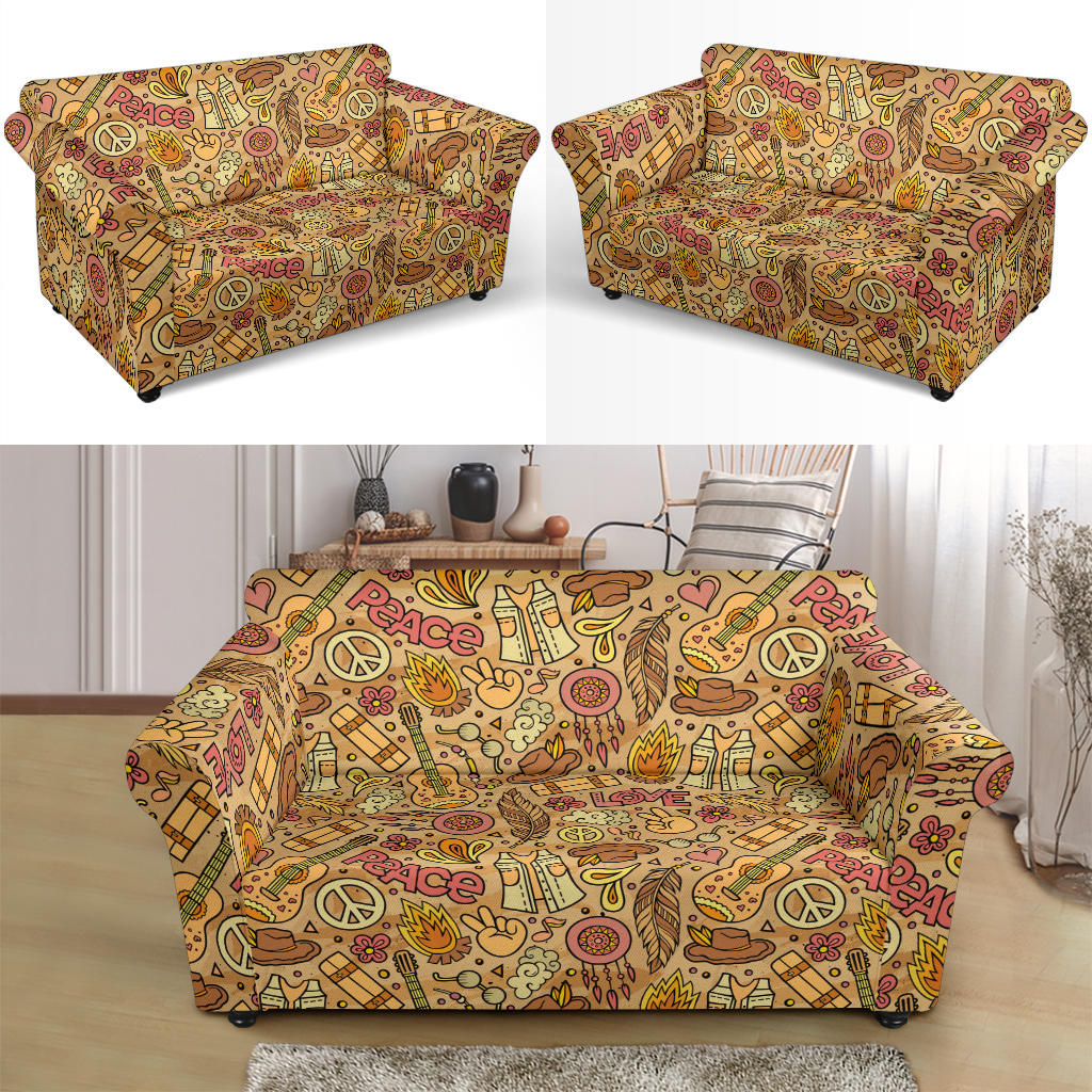 Hippie Print Design LKS305 Loveseat Couch Slipcover