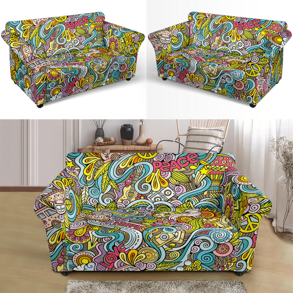 Hippie Print Design LKS301 Loveseat Couch Slipcover