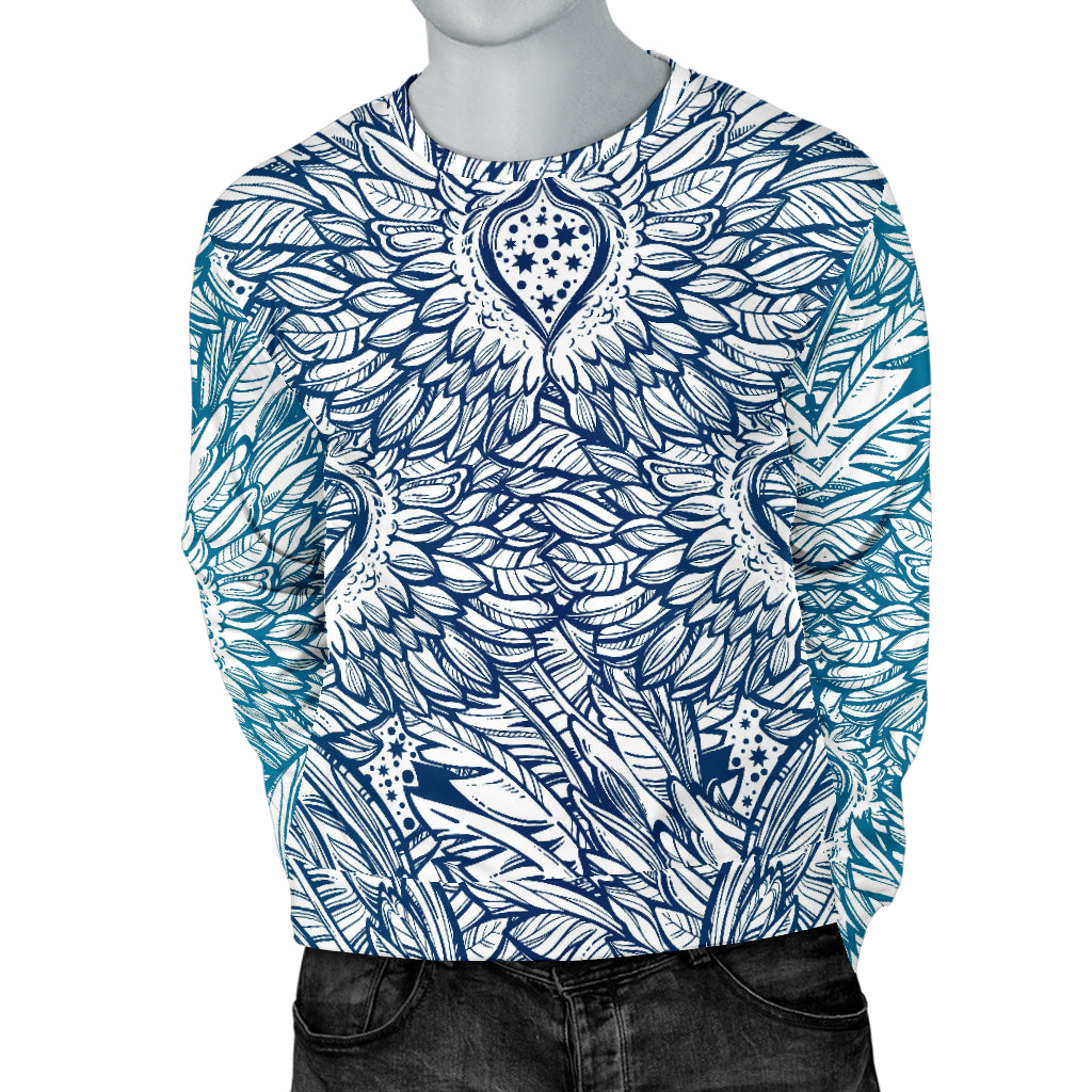 Angel Wings Boho Design Themed Print Men Long Sleeve Sweatshirt