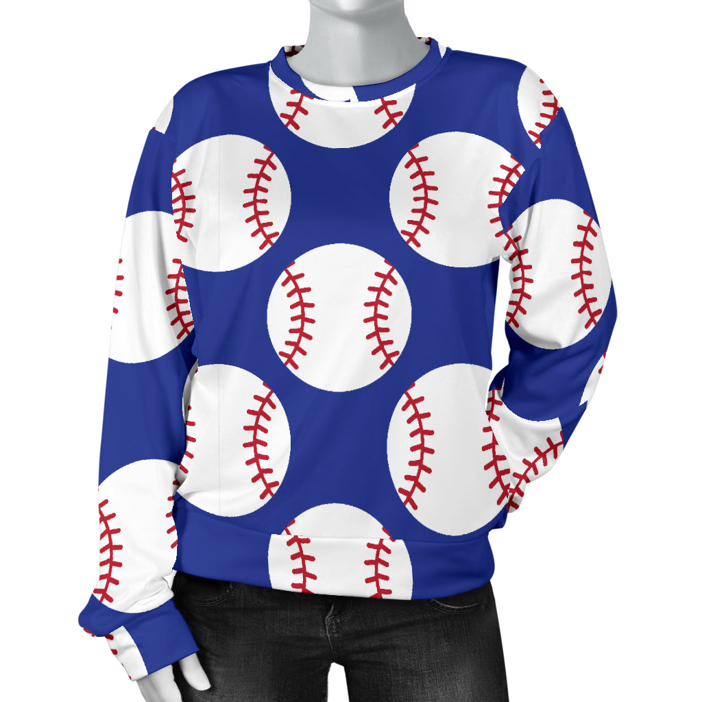 Baseball Blue Background Women Long Sleeve Sweatshirt