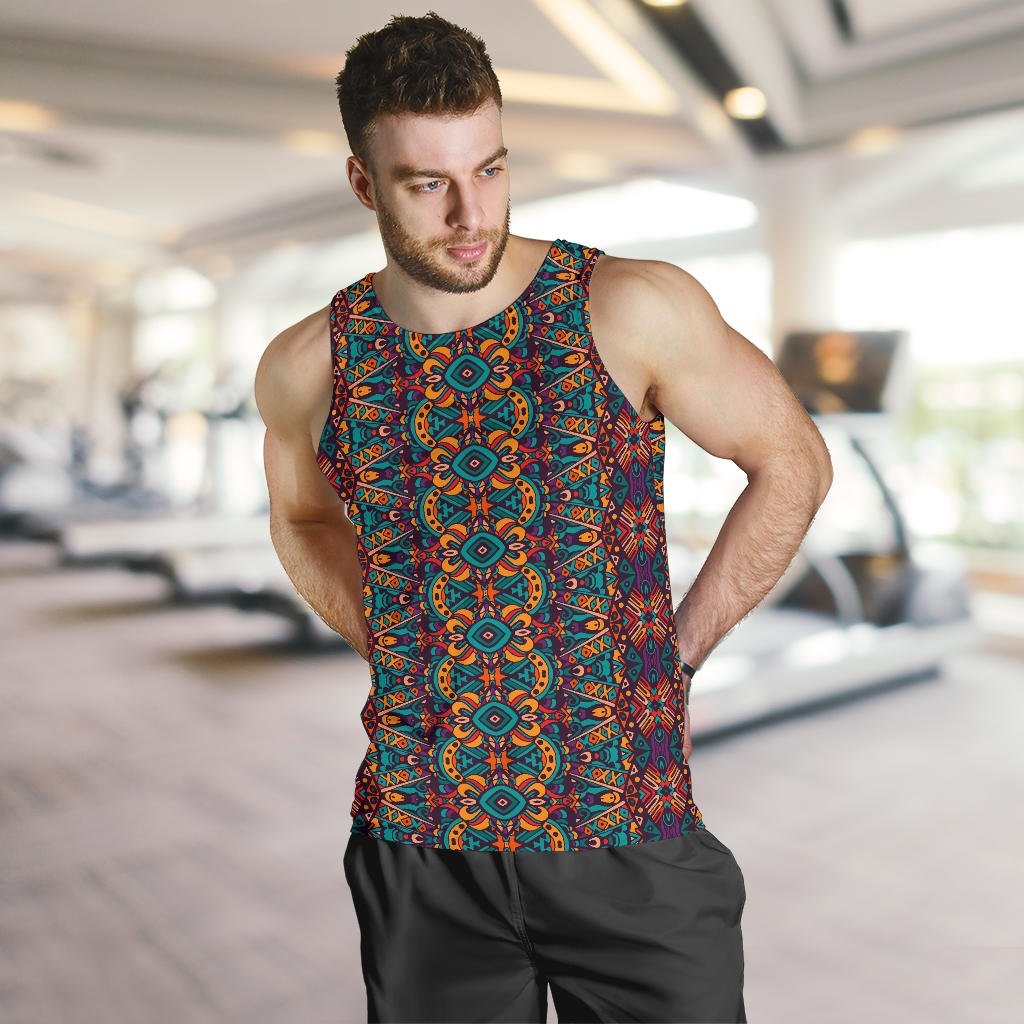 Ethnic Style Print Pattern Men Tank Top