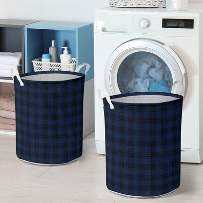 Navy Blue Tartan Plaid Pattern Laundry Basket