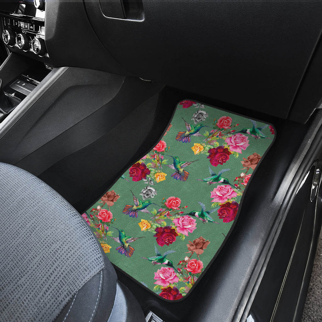 Hummingbird with Rose Themed Print Car Floor Mats Front Back