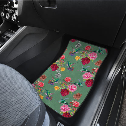 Hummingbird with Rose Themed Print Car Floor Mats Front Back