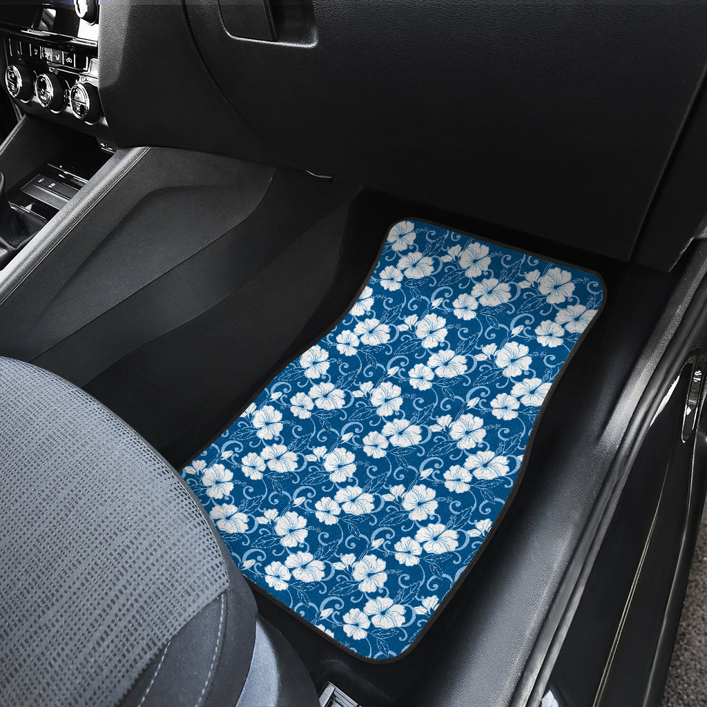 Hibiscus Blue Flower Hawaiian Print Car Floor Mats Front Back