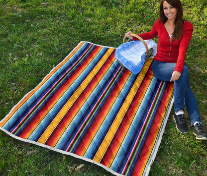 Mexican Blanket Stripe Print Pattern Quilt Bedspread