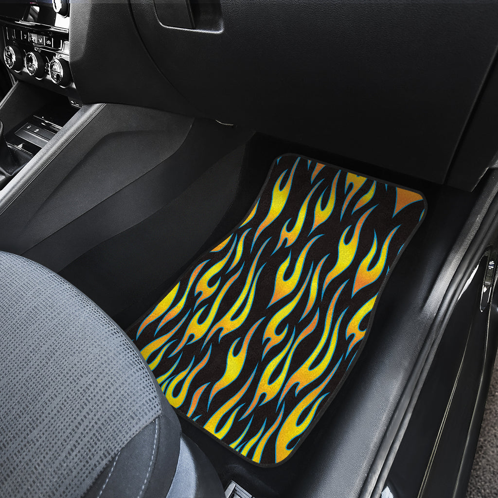 Flame Fire Yellow Pattern Car Floor Mats Front Back