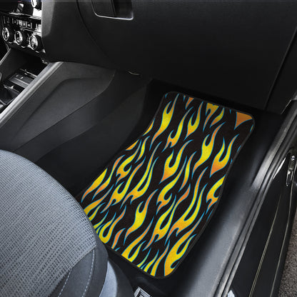 Flame Fire Yellow Pattern Car Floor Mats Front Back