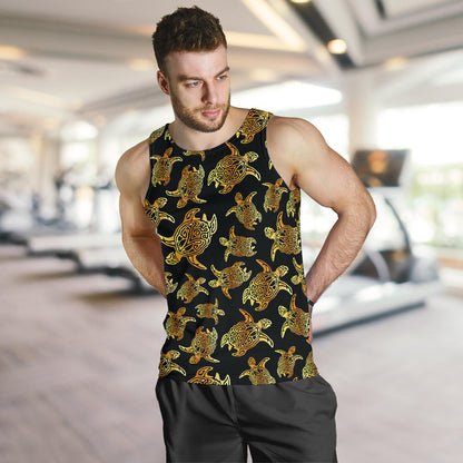 Gold Tribal Turtle Polynesian Themed Men Tank Top