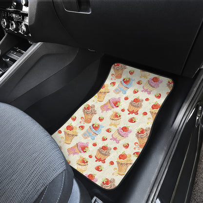 Cupcakes Strawberry Cherry Print Car Floor Mats Front Back