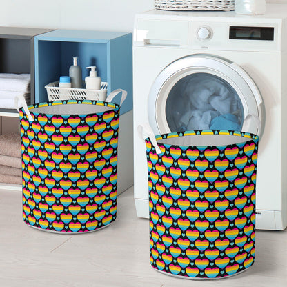 Rainbow Heart Print Pattern Laundry Basket