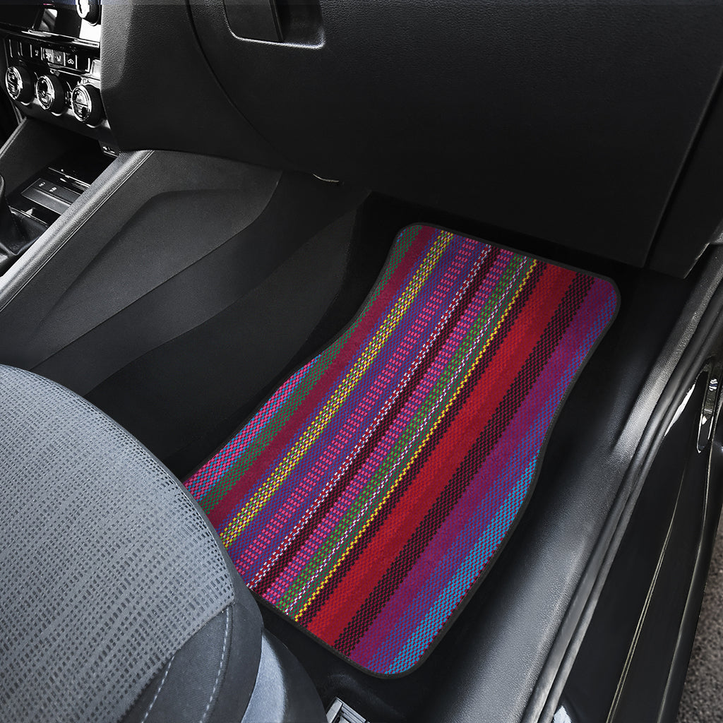 Serape Stripe Print Car Floor Mats Front Back
