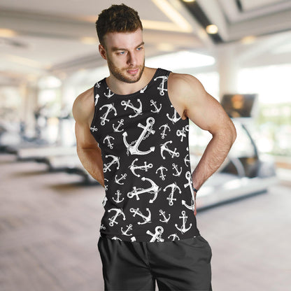 Anchor Black White Men Tank Top