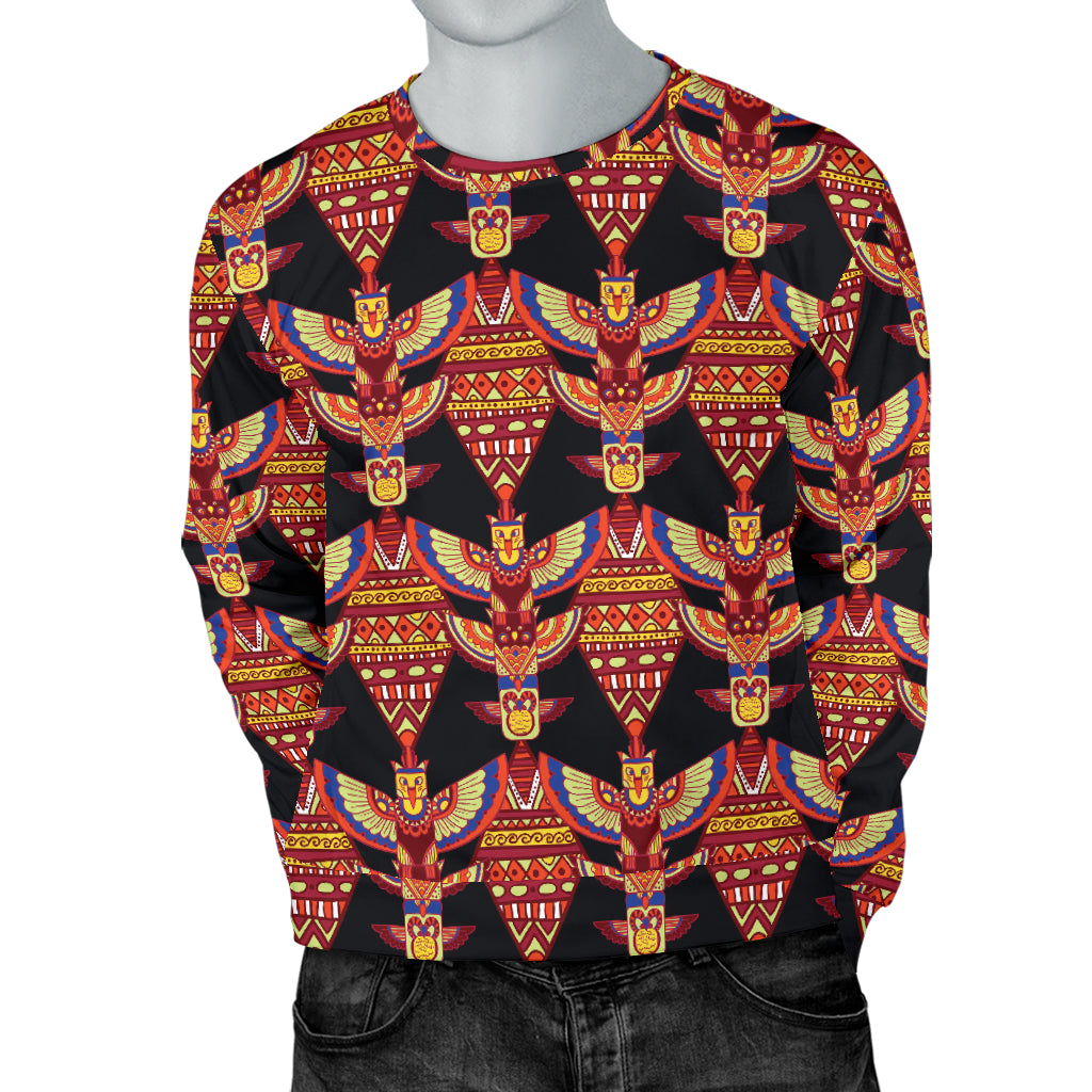 Totem Pole Print Men Long Sleeve Sweatshirt