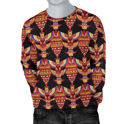 Totem Pole Print Men Long Sleeve Sweatshirt
