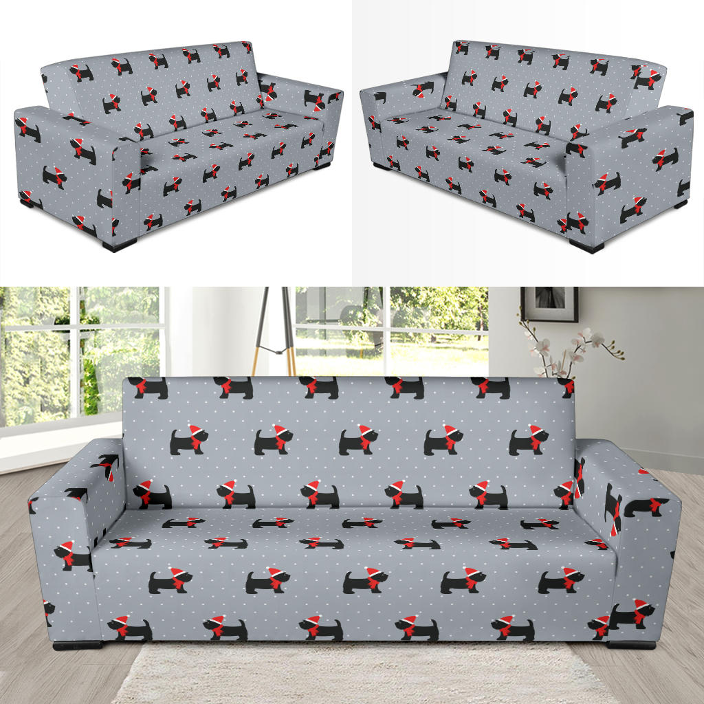 Scottish Christmas Themed Terriers Print Design LKS3018 Sofa Slipcover