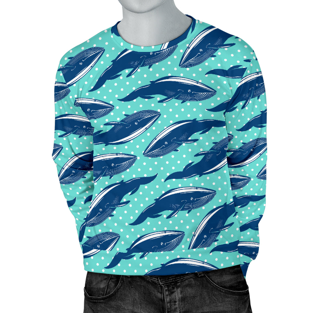 Whale Polka Dot Design Themed Print Men Long Sleeve Sweatshirt