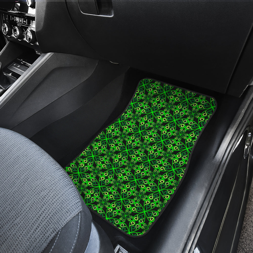 Celtic Green Neon Design Car Floor Mats Front Back