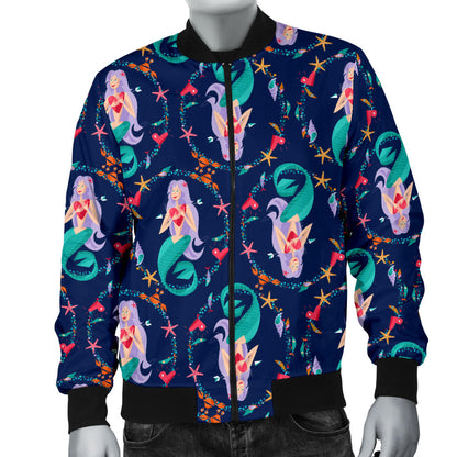 Mermaid Girl Cute Design Print Men Bomber Jacket