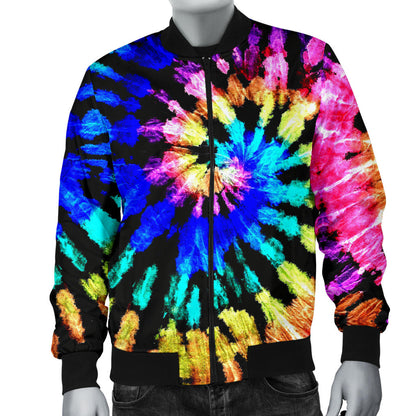 Tie Dye Rainbow Design Print Men Bomber Jacket