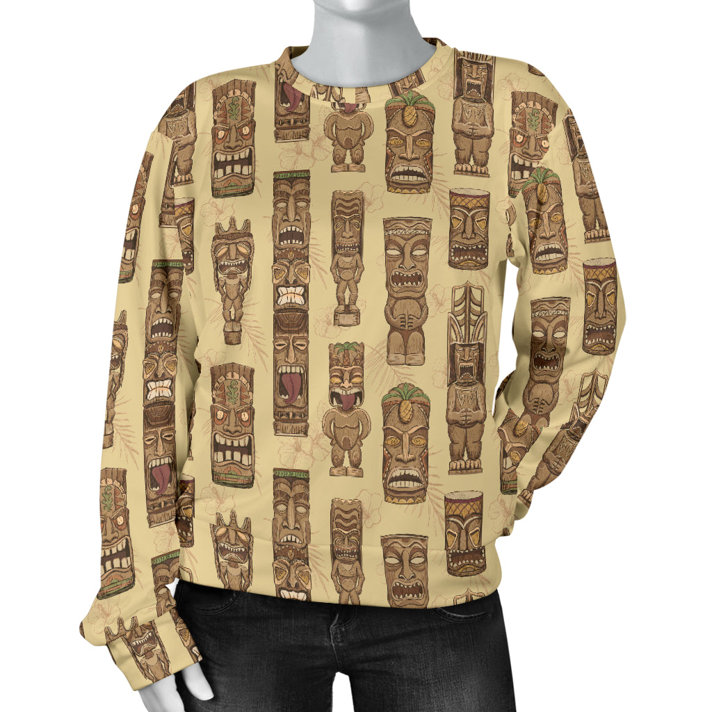 Totem Tiki Style Themed Design Women Long Sleeve Sweatshirt