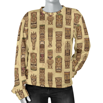 Totem Tiki Style Themed Design Women Long Sleeve Sweatshirt
