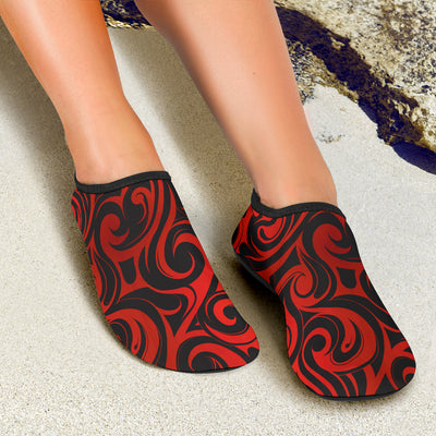 Maori Red Black Themed Design Aqua Water Shoes