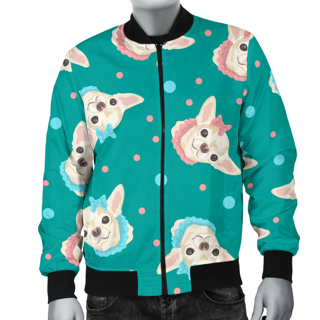 Chihuahua Polka Dot Pattern Men Bomber Jacket