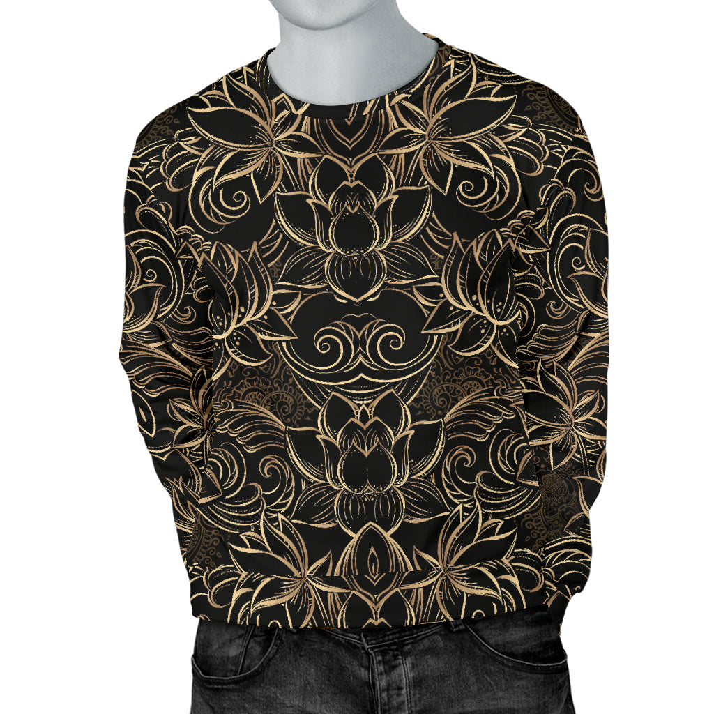 Lotus Gold Mandala Design Themed Men Long Sleeve Sweatshirt