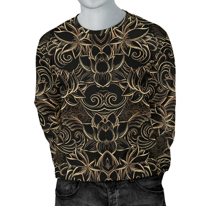 Lotus Gold Mandala Design Themed Men Long Sleeve Sweatshirt