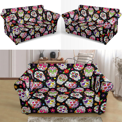 Sugar Skull Print Design LKS302 Loveseat Couch Slipcover