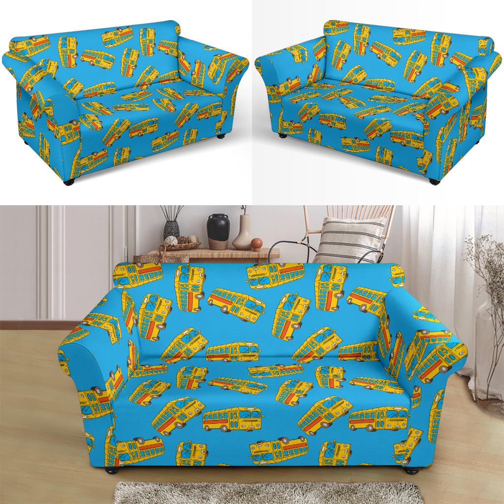 School Bus Print Design LKS302 Loveseat Couch Slipcover