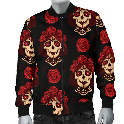 Day of the Dead Skull Girl Pattern Men Bomber Jacket
