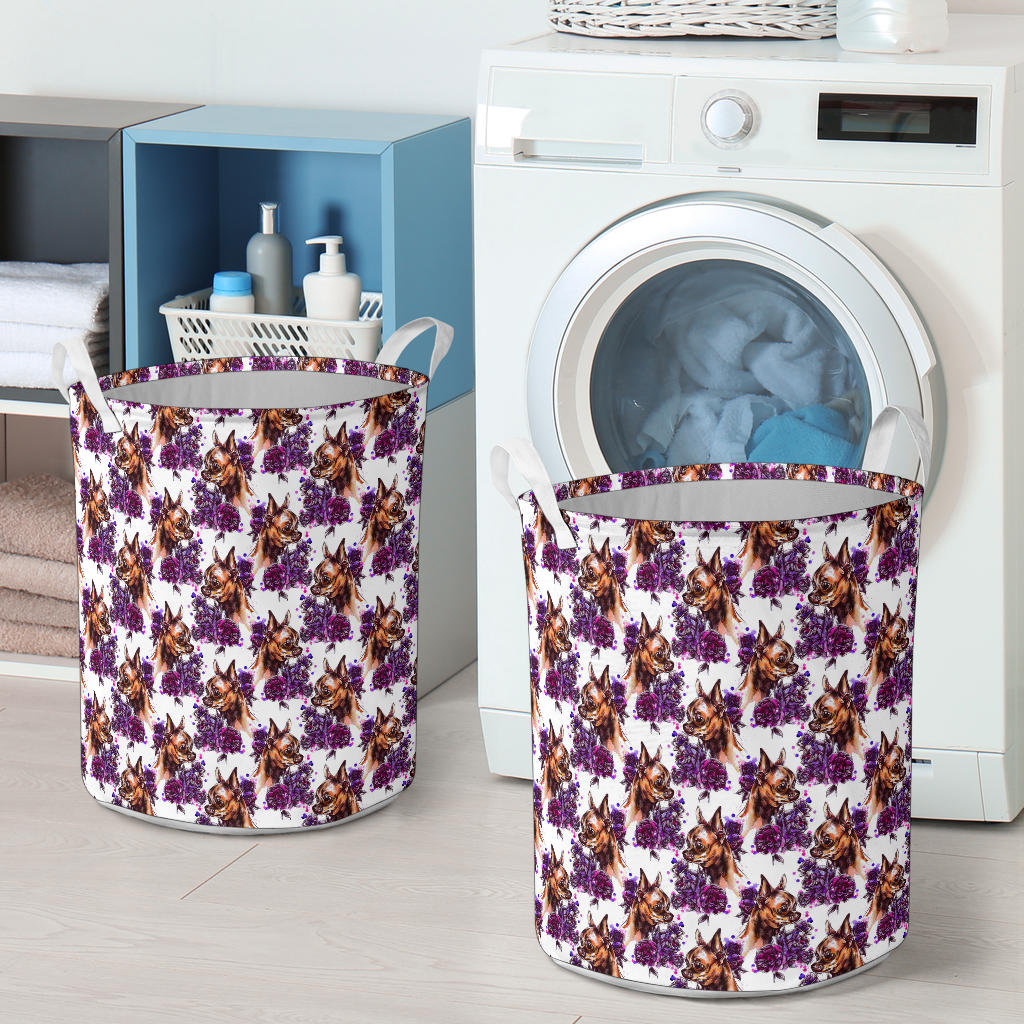 Chihuahua Purple Floral Laundry Basket
