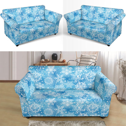 Snowflake Blue Print Design LKS301 Loveseat Couch Slipcover